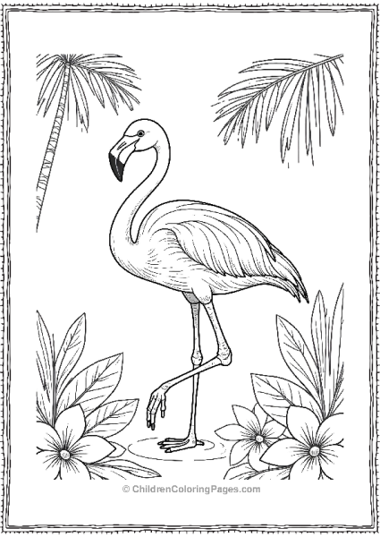 Flamingo In A Tropical Setting Free PDF Printable