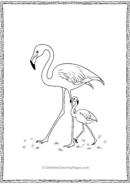 Flamingo Mother And Chick Free PDF Printable