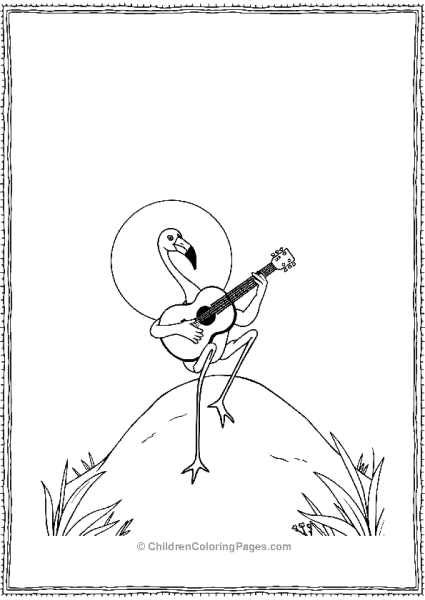 Flamingo Playing Guitar Free PDF Printable