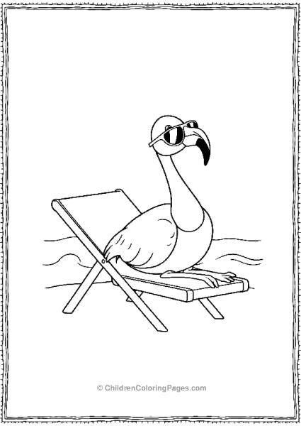 Flamingo Relaxing On Beach Free PDF Printable