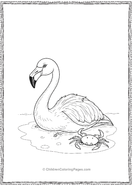 Flamingo Resting On A Beach Free PDF Printable