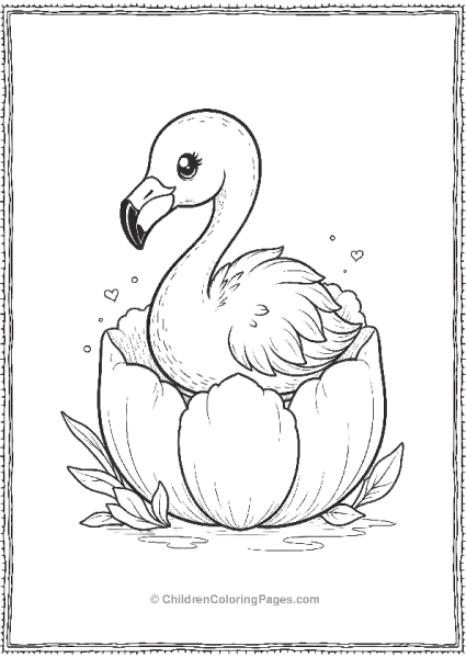 Flamingo Sitting In A Flower Free PDF Printable