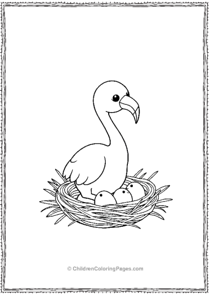 Flamingo Sitting In Nest With Eggs Free PDF Printable