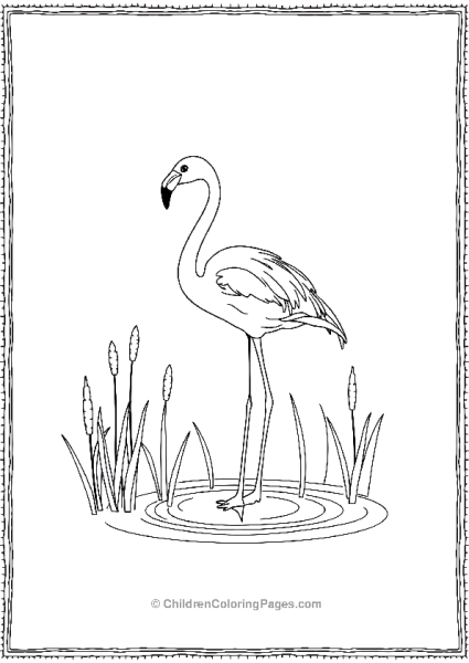 Flamingo Standing Among Cattails Free PDF Printable