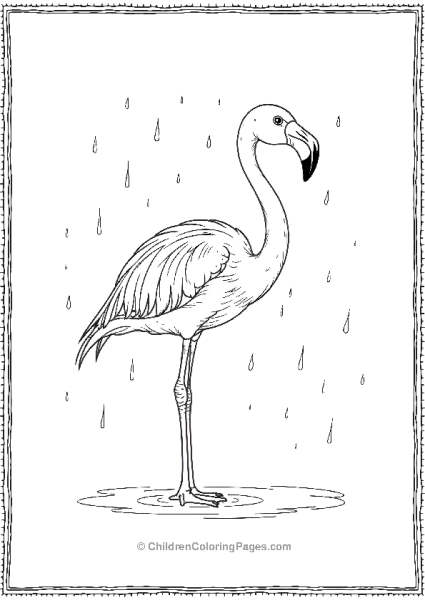 Flamingo Standing In Rain Free PDF Printable