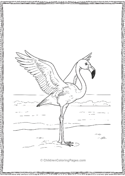 Flamingo Standing On Bank Free PDF Printable