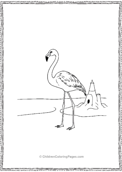 Flamingo Standing On Beach Free PDF Printable