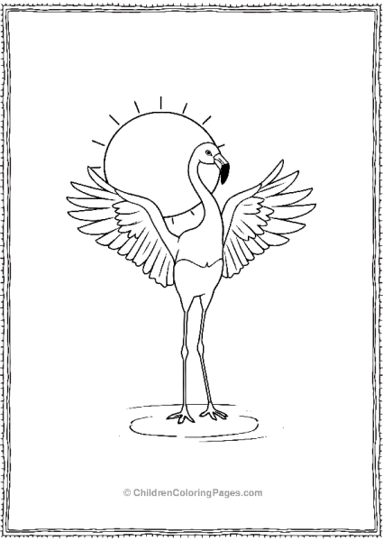 Flamingo Stretching Its Wing Free PDF Printable