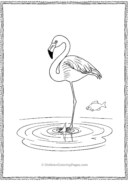 Flamingo Wading In Shallow Water Free PDF Printable