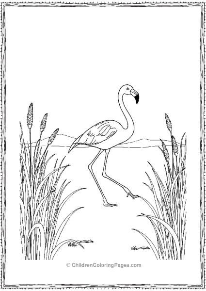 Flamingo Walking Through Tall Grass Free PDF Printable