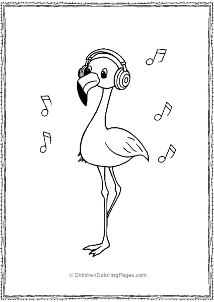 Flamingo Wearing Headphones Free PDF Printable