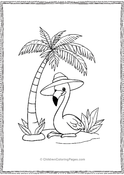 Flamingo With Big Sun Hat Free PDF Printable