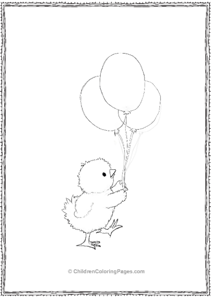 Fluffy Chicken With Balloons Free PDF Printable