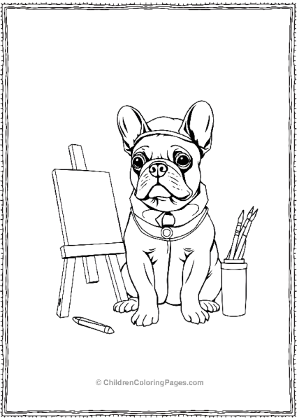 French Bulldog Dressed As A Little Artist Free PDF Printable