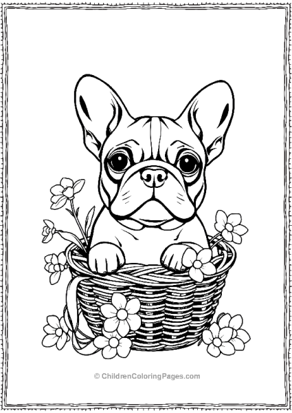 French Bulldog Sitting In A Basket Free PDF Printable