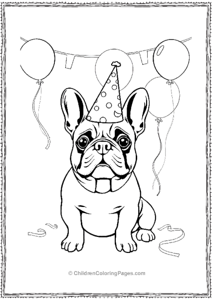 French Bulldog Wearing A Party Hat Free PDF Printable