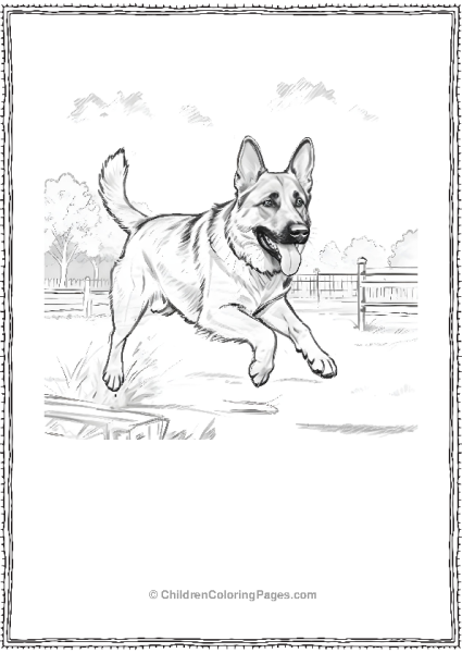 German Shephard Running Free PDF Printable