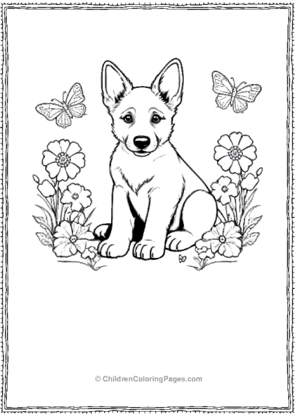 German Shephard With Butterflies Free PDF Printable