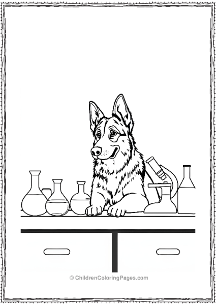 German Shepherd At A Science Lab Free PDF Printable