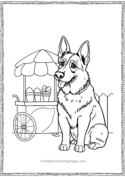 German Shepherd At An Ice Cream Stand Free PDF Printable