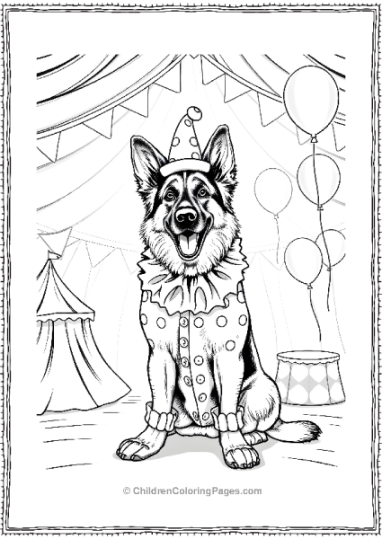 German Shepherd Dressed As A Clown  Free PDF Printable