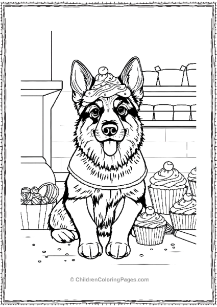 German Shepherd Dressed As A Cupcake Free PDF Printable