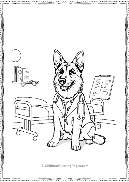 German Shepherd Dressed As A Doctor Free PDF Printable