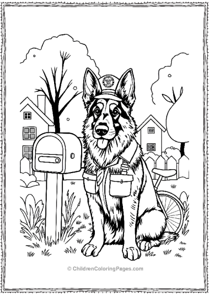 German Shepherd Dressed As A Postman Free PDF Printable