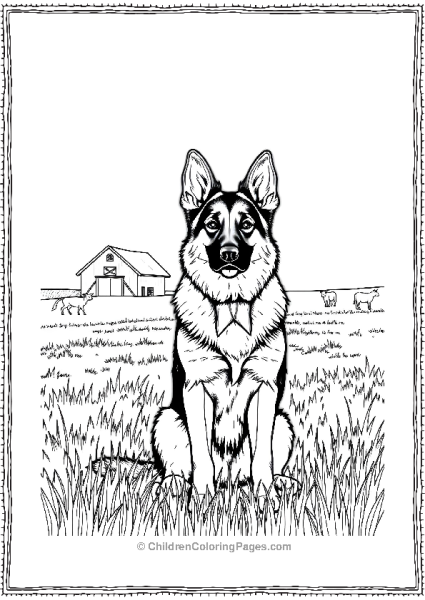 German Shepherd In A Field Free PDF Printable