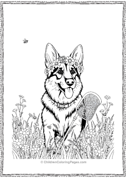 German Shepherd In A Flower Crown Free PDF Printable