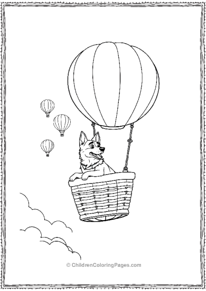 German Shepherd In A Hot Air Balloon Free PDF Printable