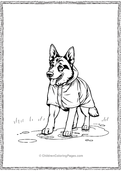 German Shepherd In A Raincoat Free PDF Printable