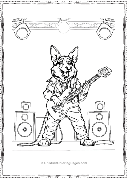 German Shepherd In A Rockstar Outfit Free PDF Printable