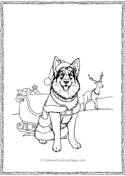 German Shepherd In A Santa Claus Outfit Free PDF Printable