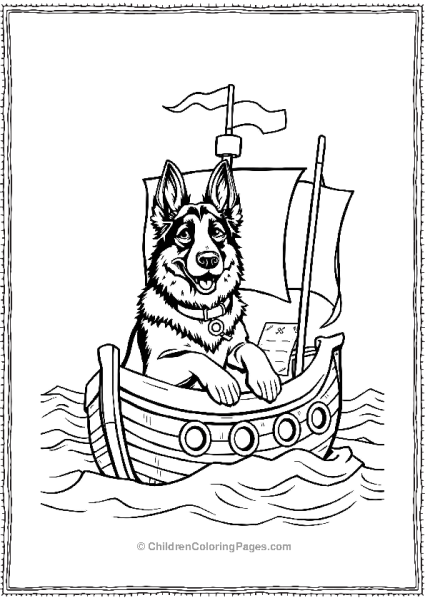 German Shepherd On A Small Pirate Ship Free PDF Printable