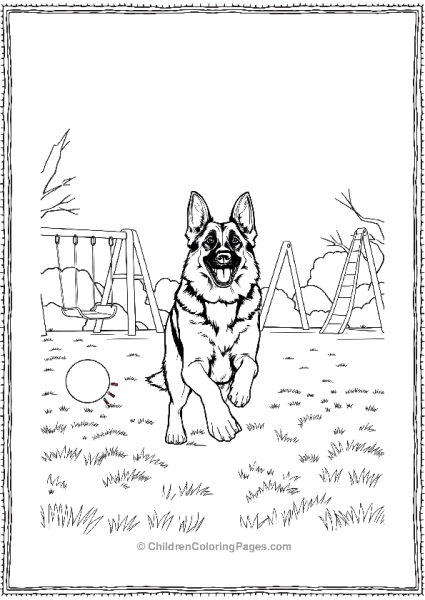 German Shepherd Playing Fetch Free PDF Printable