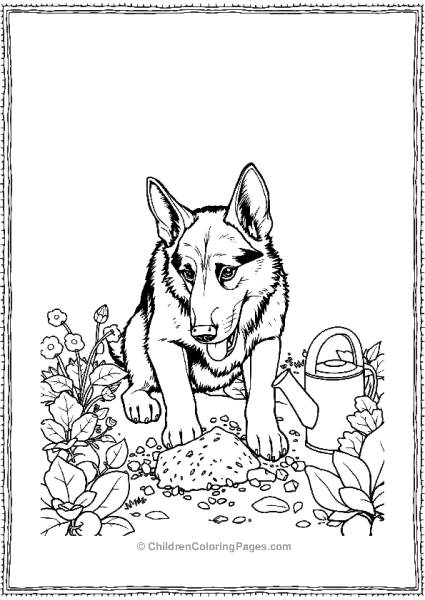 German Shepherd Playing In A Field Free PDF Printable