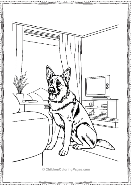 German Shepherd Sitting In A Living Room Free PDF Printable