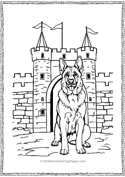 German Shepherd Standing Guard At A Castle Gate Free PDF Printable