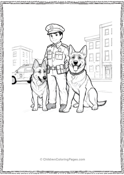 German Shepherd With Police Man Free PDF Printable