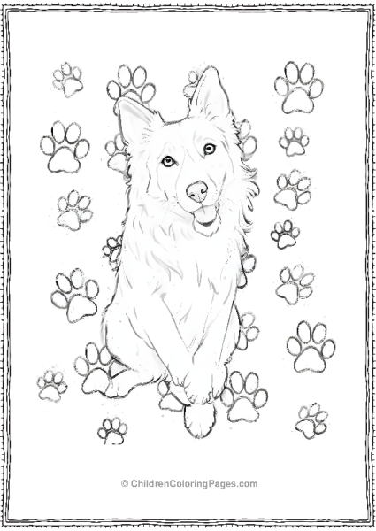 German Shpherd With His Paw Prints Free PDF Printable