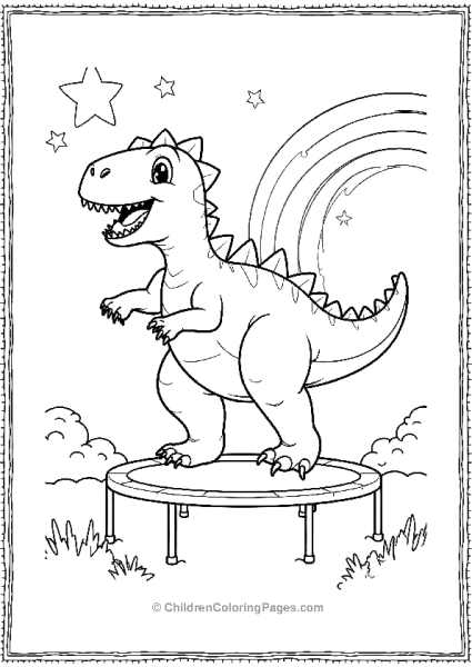 Giganotosaurus Bouncing On A Trampoline With Minima Free PDF Printable