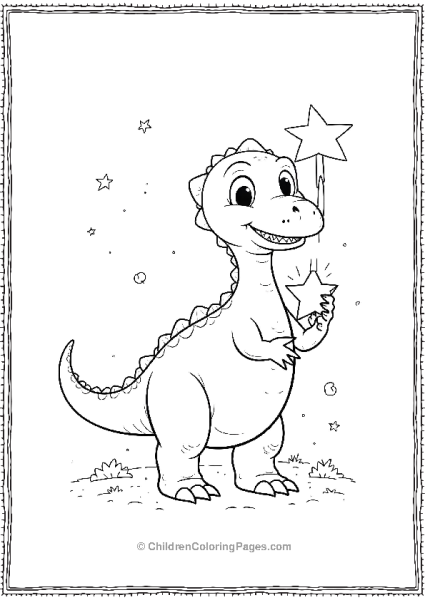 Giganotosaurus Holding A Star Free PDF Printable