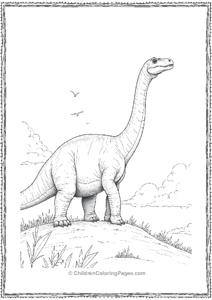 Giganotosaurus Looking Out From A Hilltop Free PDF Printable