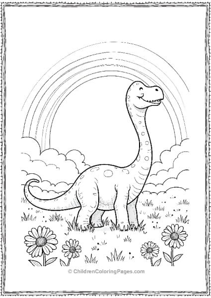 Giganotosaurus Playing In A Field Of Daisies Free PDF Printable