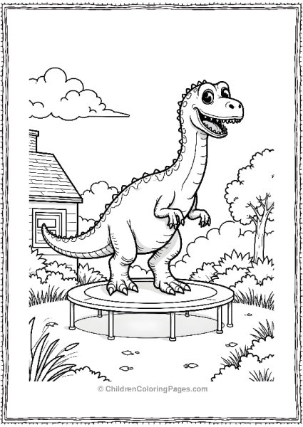 Giganotosaurus Playing On A Trampoline Free PDF Printable