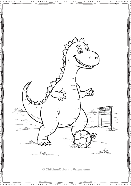 Giganotosaurus Playing Soccer With A Simple Goalpost Free PDF Printable