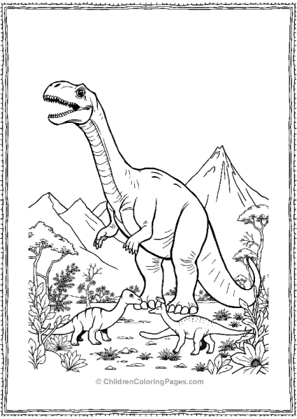 Giganotosaurus Playing With Smaller Dinosaurs Free PDF Printable