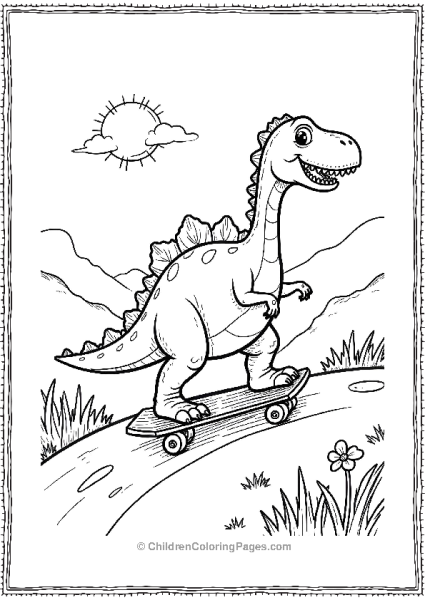 Giganotosaurus Roller Skating Down A Hill Free PDF Printable