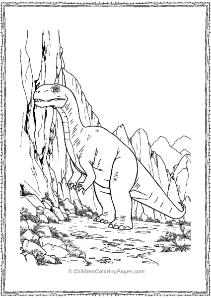 Giganotosaurus Standing Beside A Rocky Cliff Free PDF Printable